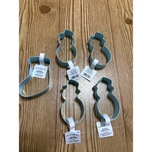 Target Wondershop Metal Cookie Cutters Blue Snowman Stocking Shapes Set of 5 NWT